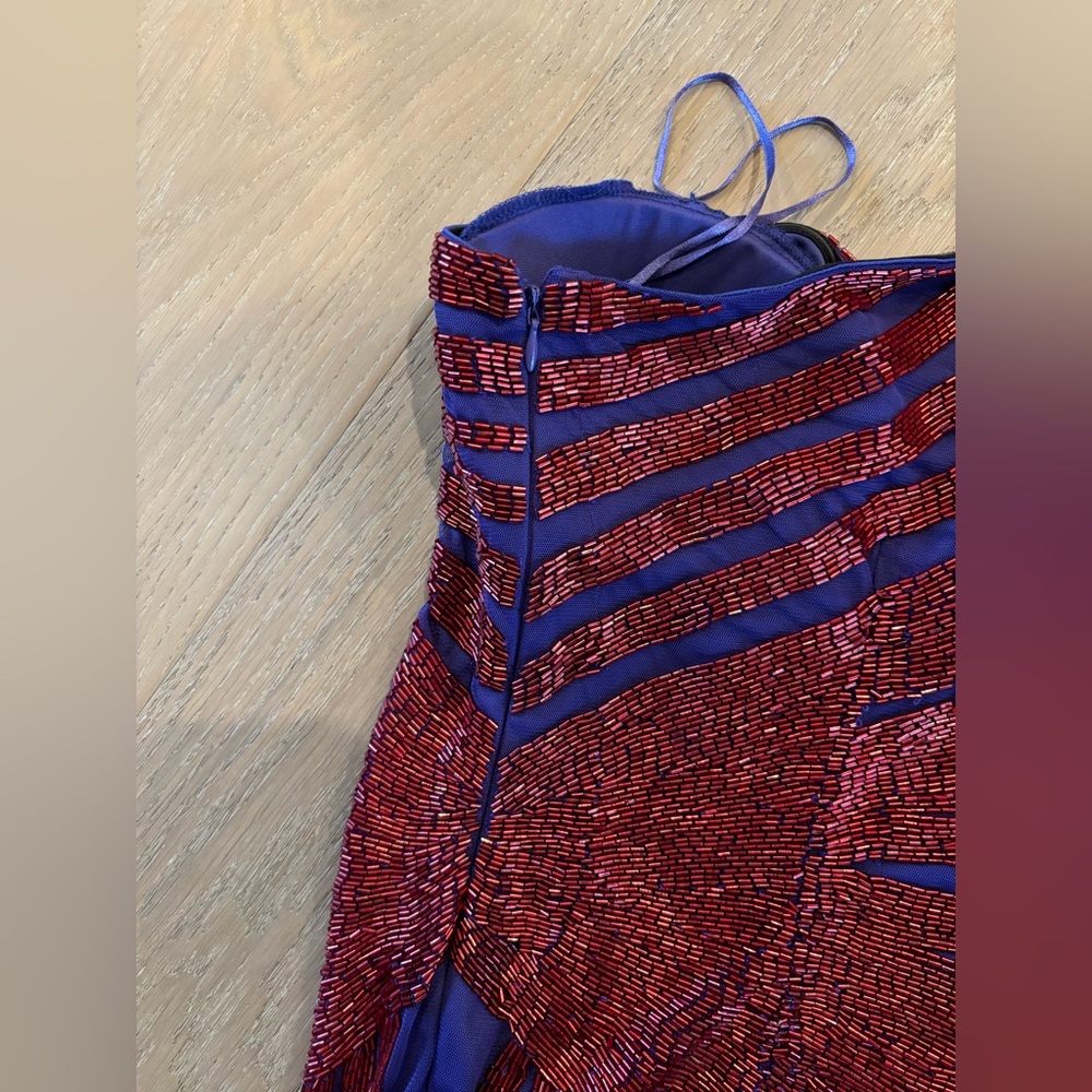 Nasty Gal One Shoulder Spiral Sequin Mini Dress US 12 red NWT - Picture 10 of 16